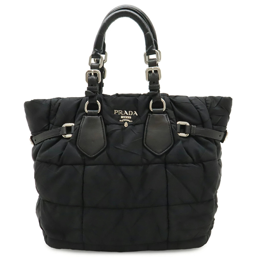 Prada Tote Tessuto Saffiano bag shoulder leather black Nero Black strap